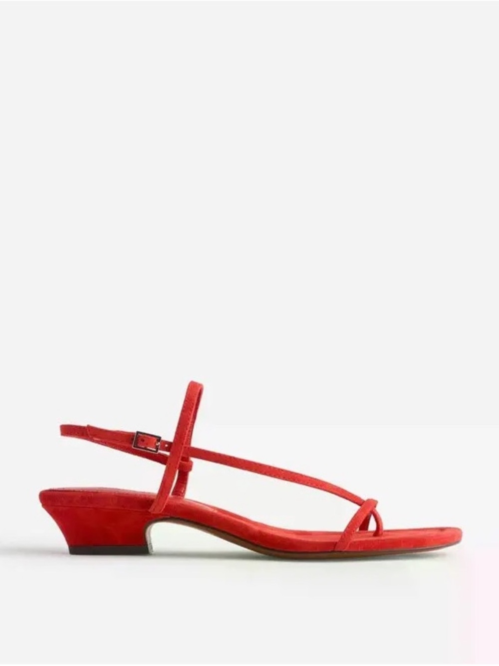 Madewell Maycie asymmetric t-strap low-heel red suede sandals - Picture 2 of 6